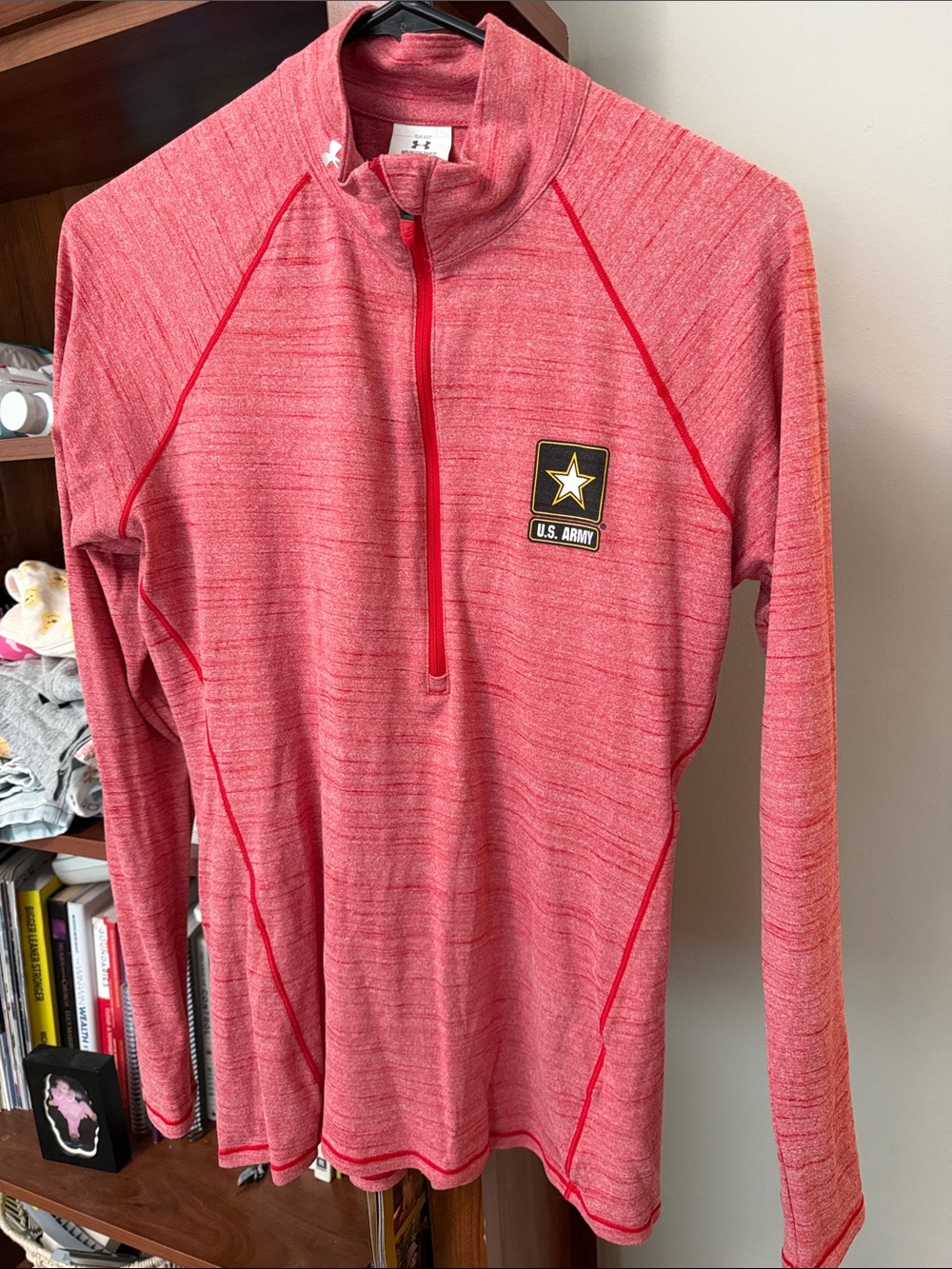Under Armour Red Heather U.S. Army 1/4 Zip Performance Pullover